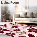 Maroon Floral Medallion Cream Background Rug