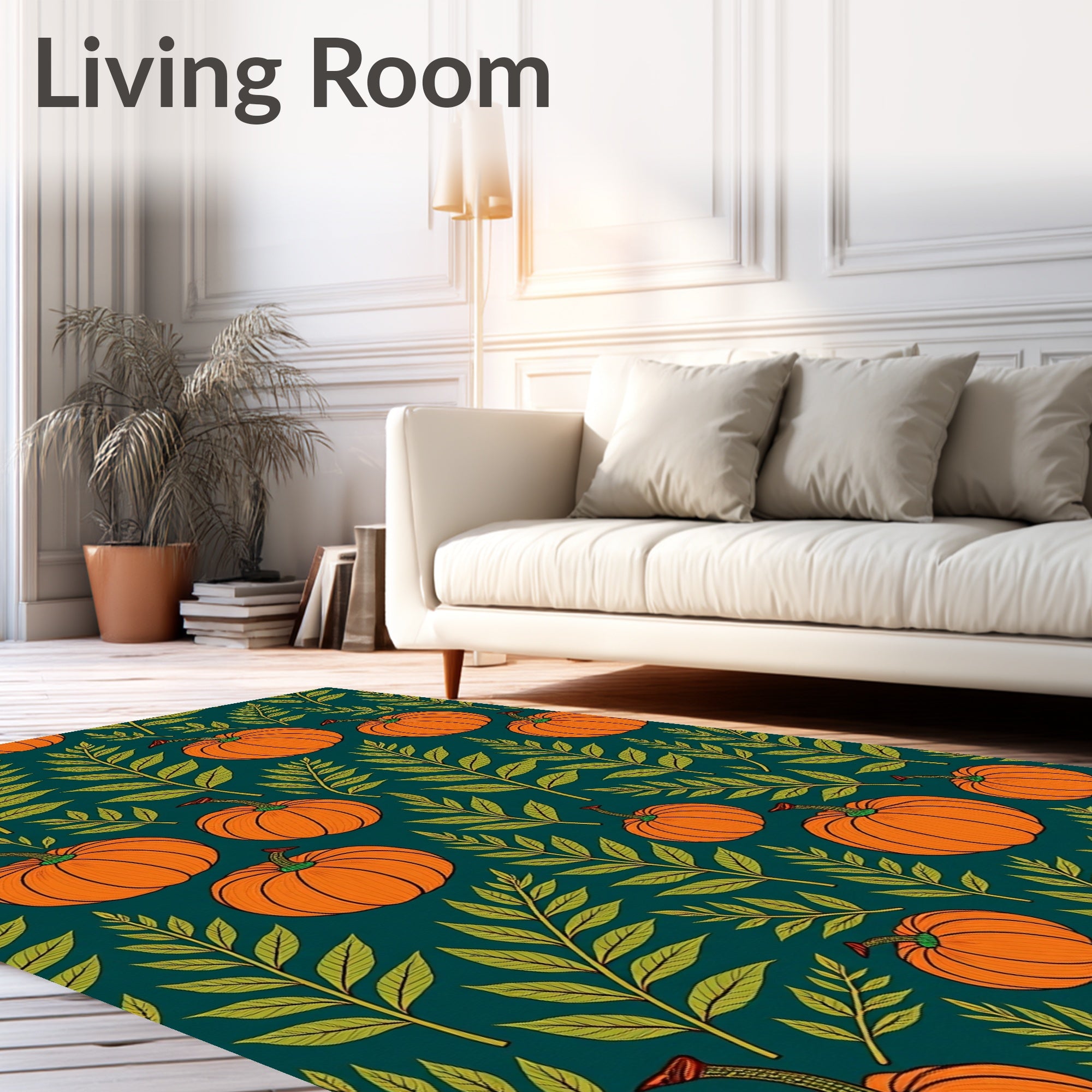 Orange Pumpkin Foliage In Nature Rug