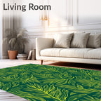 Emerald Green Fern Line Art Rug