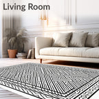 Bold Linear Labyrinth Composition Rug