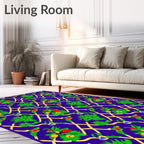 Indigo Lattice Green Fruit Garland Rug