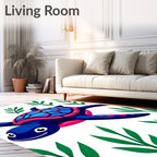 Vivid Blue Sea Turtle Greenery Rug