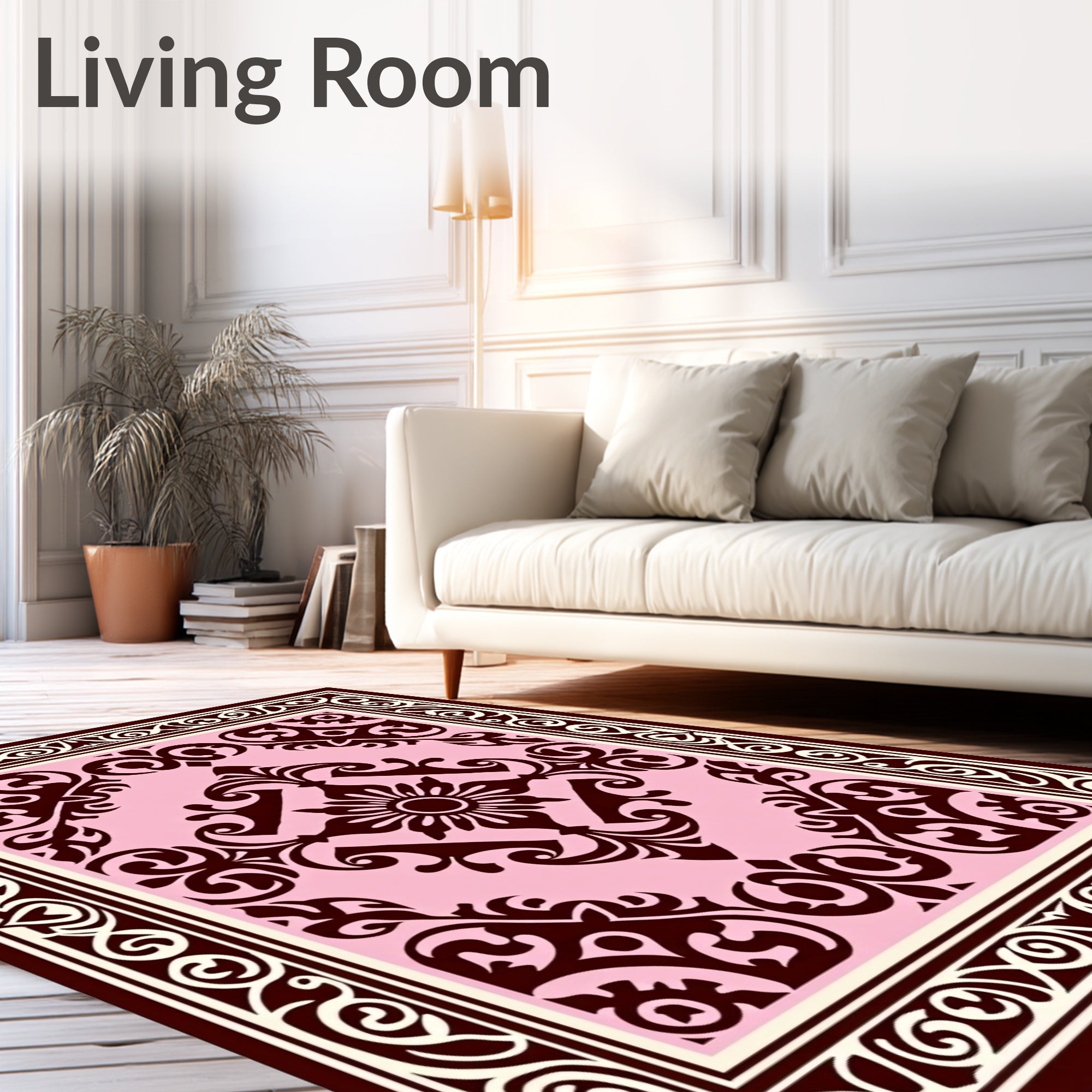 Crimson Baroque Floral Medallion Rug