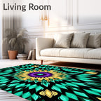 Vibrant Purple Gold Teal Starburst Rug