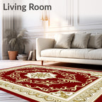 Gilded Red Floral Medallion Rug