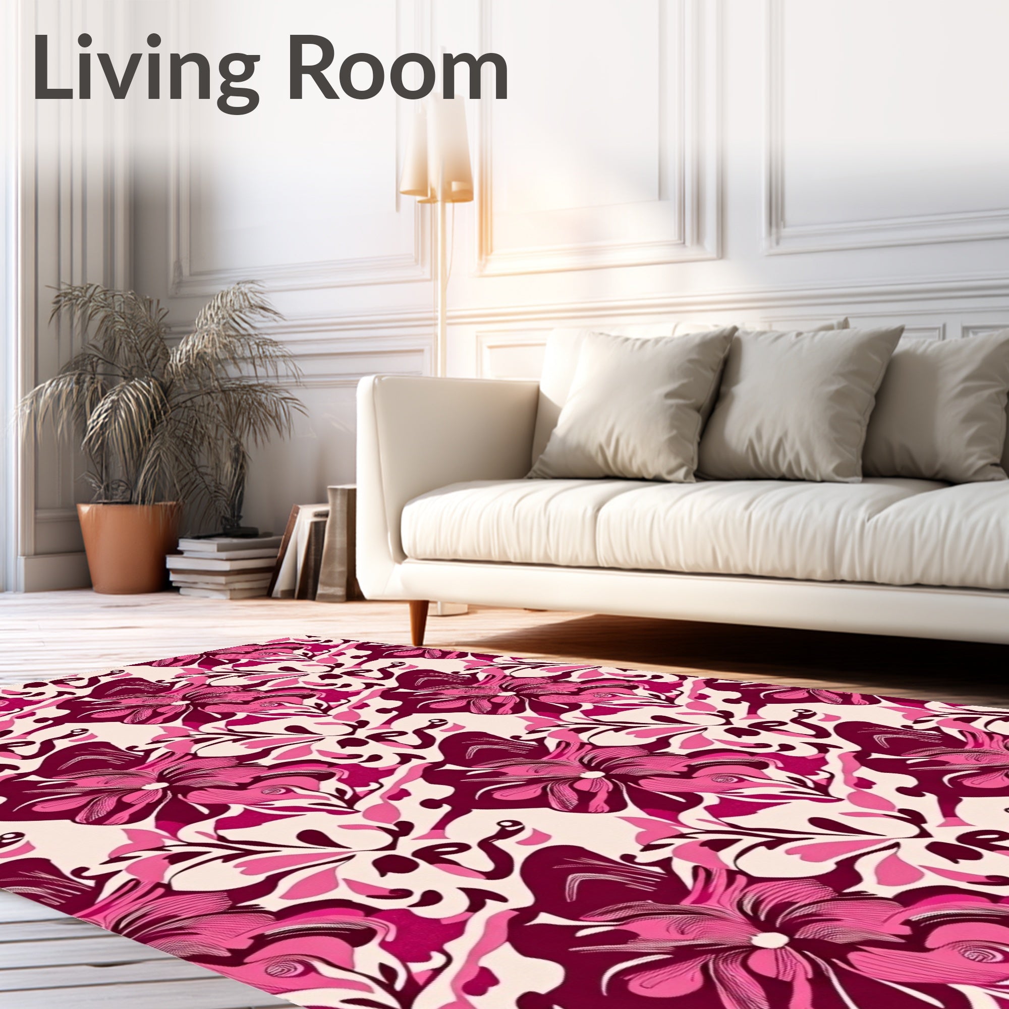 Crimson Pink Floral Garden Repeats Rug