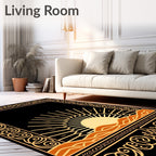Golden Sun Rising Over Rippled Dunes Rug