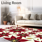Crimson Floral Spiky Bloom Rug