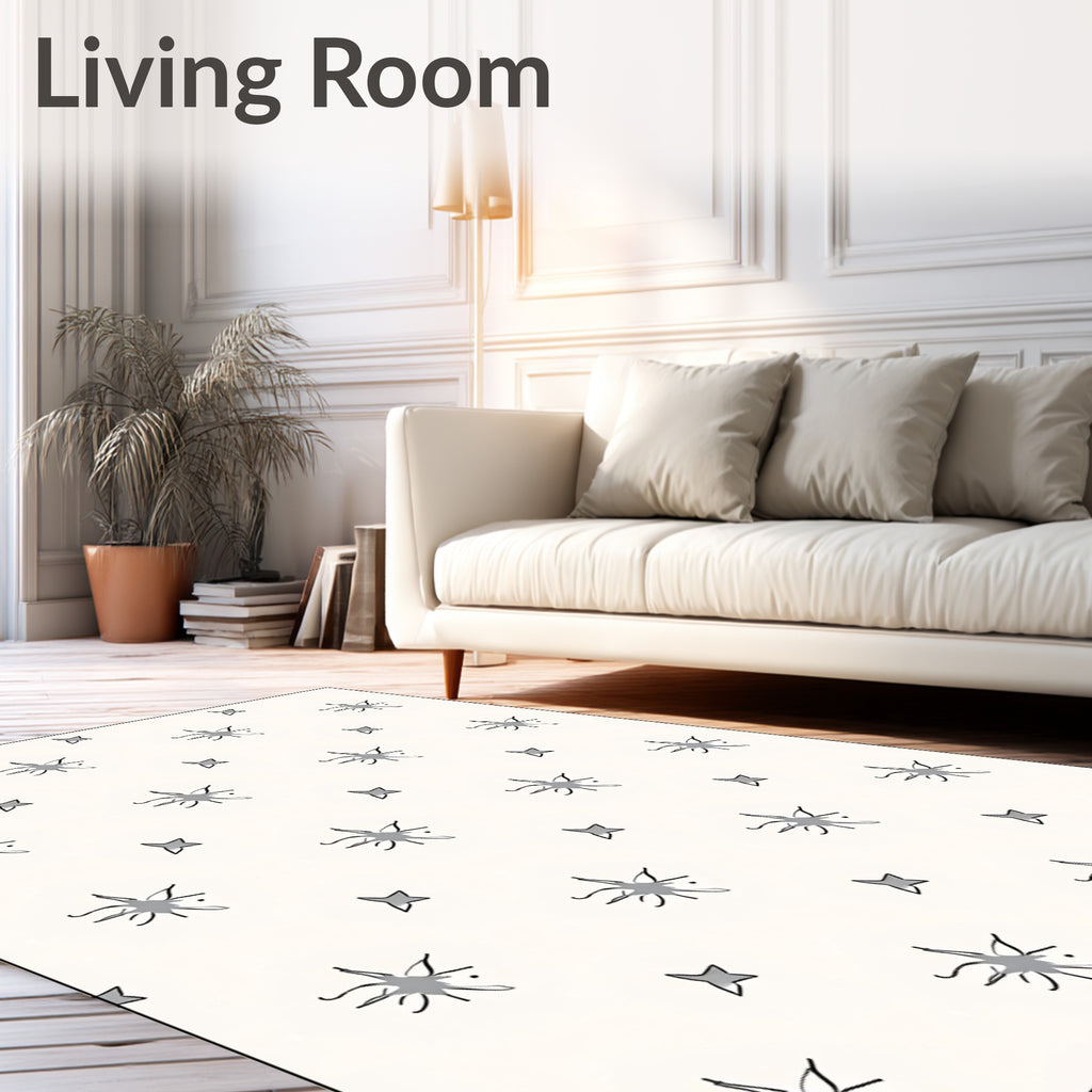 Gray Twig Star Organic Lattice Rug