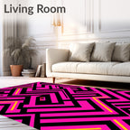 Neon Pink Maze Geometric Rug