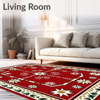 Crimson Folk Starburst Floral Rug
