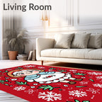 Charming Red Festive Girl Snowflakes Rug