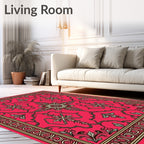 Vibrant Crimson Floral Scroll Rug
