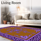 Ornate Violet Golden Blossom Rug