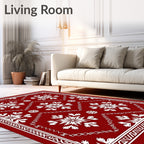 Crimson Snowflake Medallion Border Rug