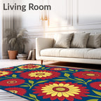 Crimson Yellow Daisy Garden Rug