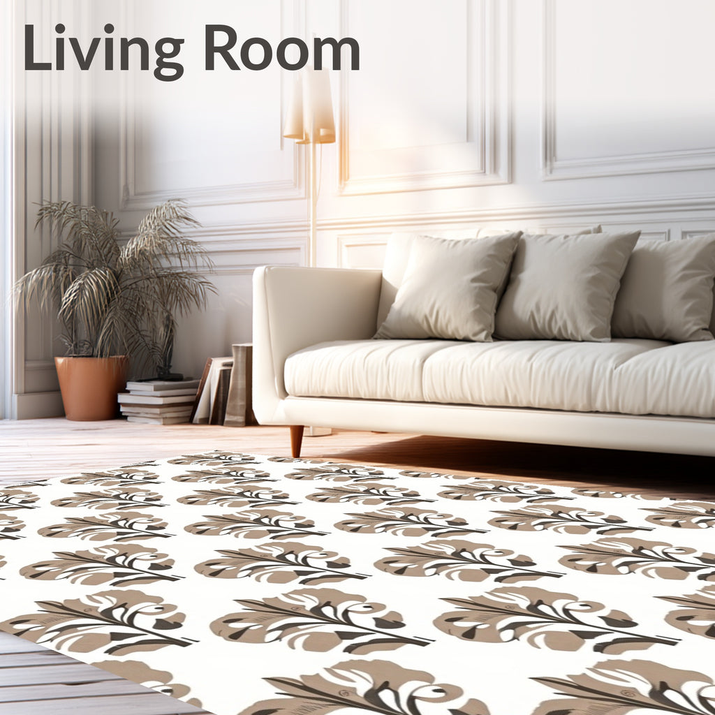 Brown Botanical Tree Artwork Rug