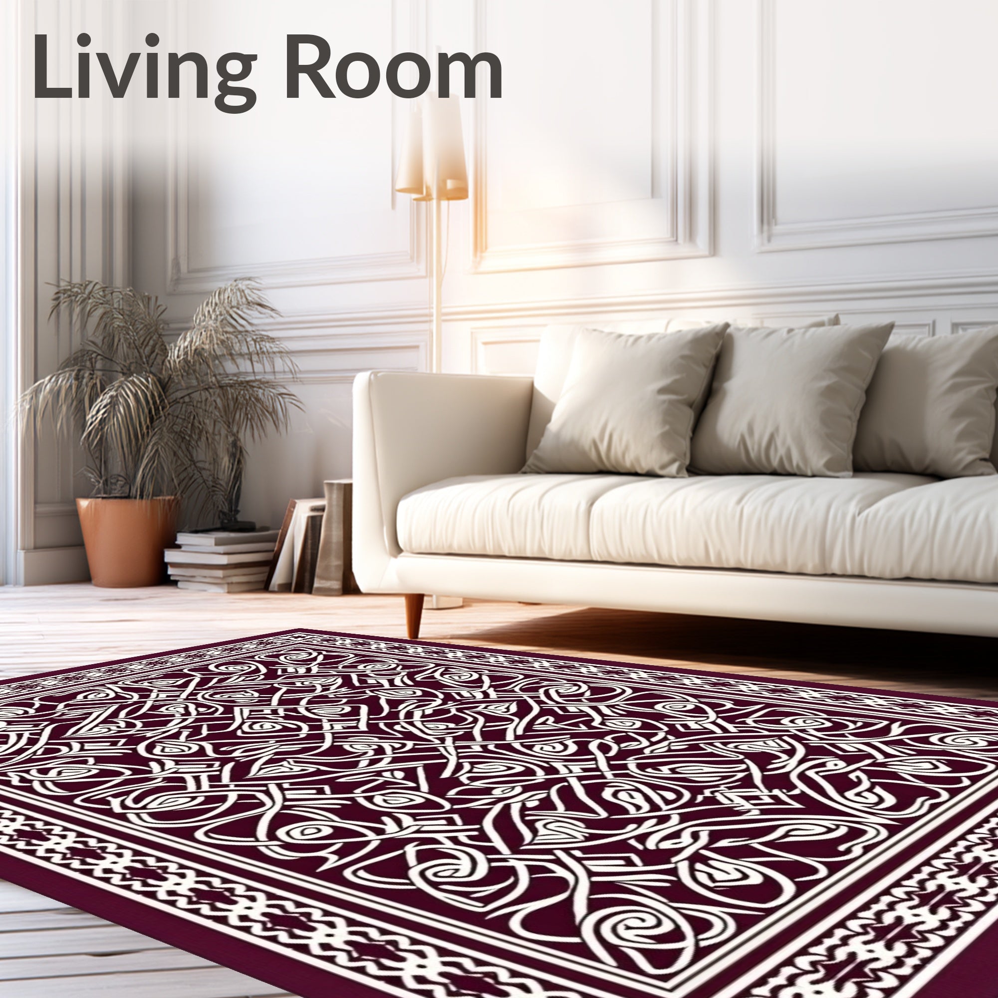 Deep Burgundy Interlocking Celtic Knot Rug
