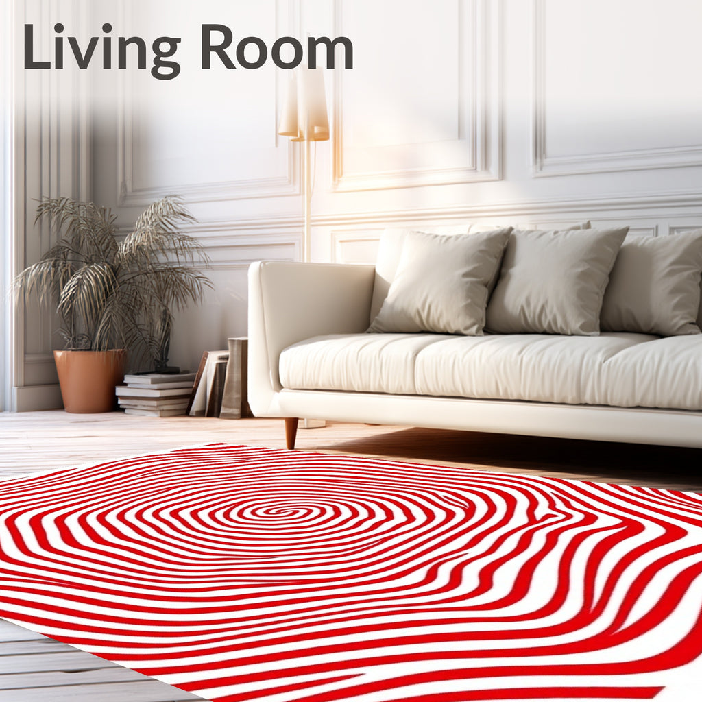 Bold Red Swirls Optical Illusion Rug
