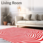 Bold Red Swirls Optical Illusion Rug