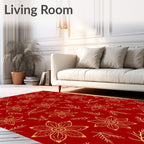 Golden Floral Sprig Red Rug