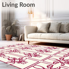 Crimson Quatrefoil Art Nouveau Overlay Rug