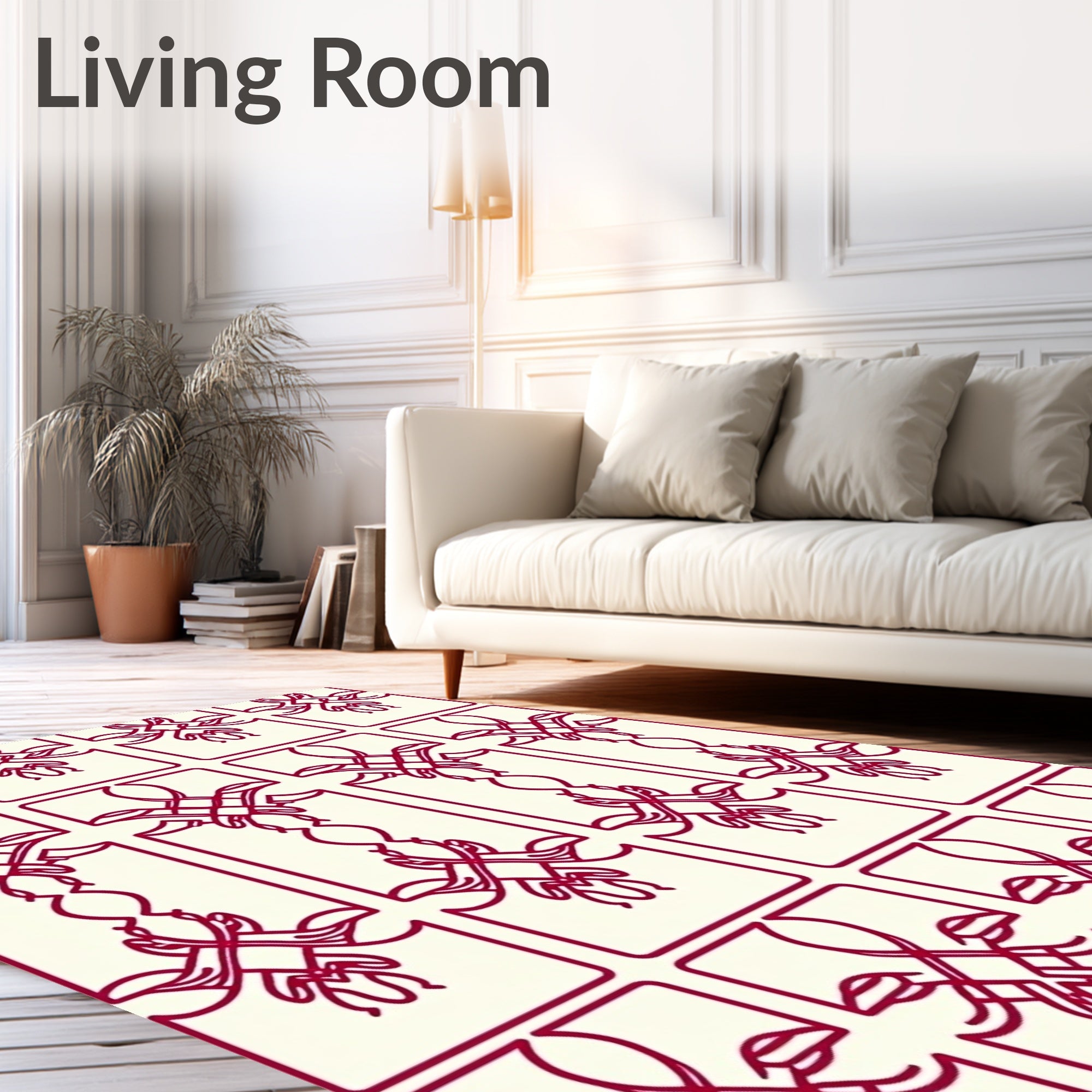 Crimson Quatrefoil Art Nouveau Overlay Rug