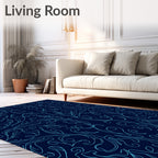 Aqua Outline Floral Swirl Rug