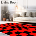 Crimson Black Checkerboard Fragment Rug