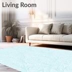 Soft Blue Leafy Swirl Vintage Rug