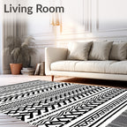 Classic Black White Geometric Stripe Rug