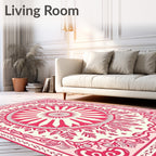 Cardinal Red Sunburst Mandala Rug