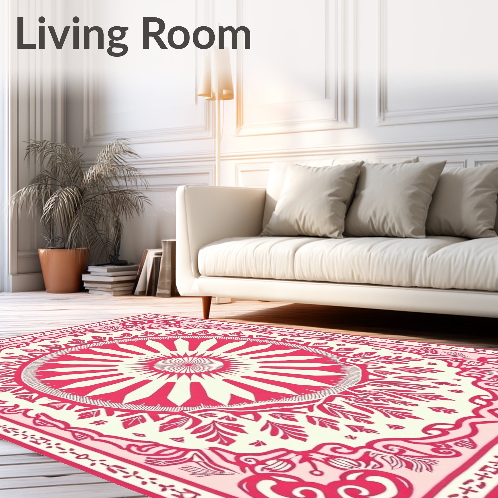 Cardinal Red Sunburst Mandala Rug