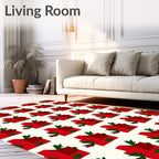 Crimson Abstract Geometric Floral Rug