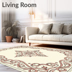 Ornate Pink Blossom Medallion Frame Rug