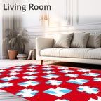Bold Red Sky Blue Starburst Rug