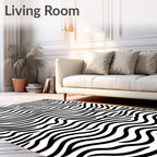 Black White Wavy Stripe Rug