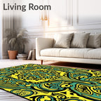 Emerald and Yellow Symmetrical Ornament Rug