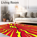 Dynamic Red Yellow Lightning Burst Rug