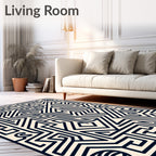 Bold Navy Maze Linear Rug
