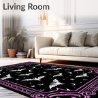 Spooky Pink Bat Moon Night Scene Rug