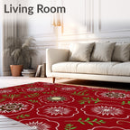 Crimson Floral Medallion Foliage Rug