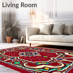 Ornate Crimson Floral Medallion Rug