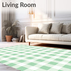 Light Green White Gingham Checkered Rug