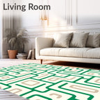 Abstract Green Maze Geometric Rug