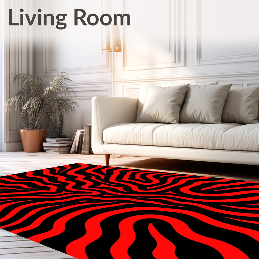 Bold Scarlet Wavy Stripes Rug