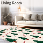 Festive Forest Candy Cane Christmas Trees Rug