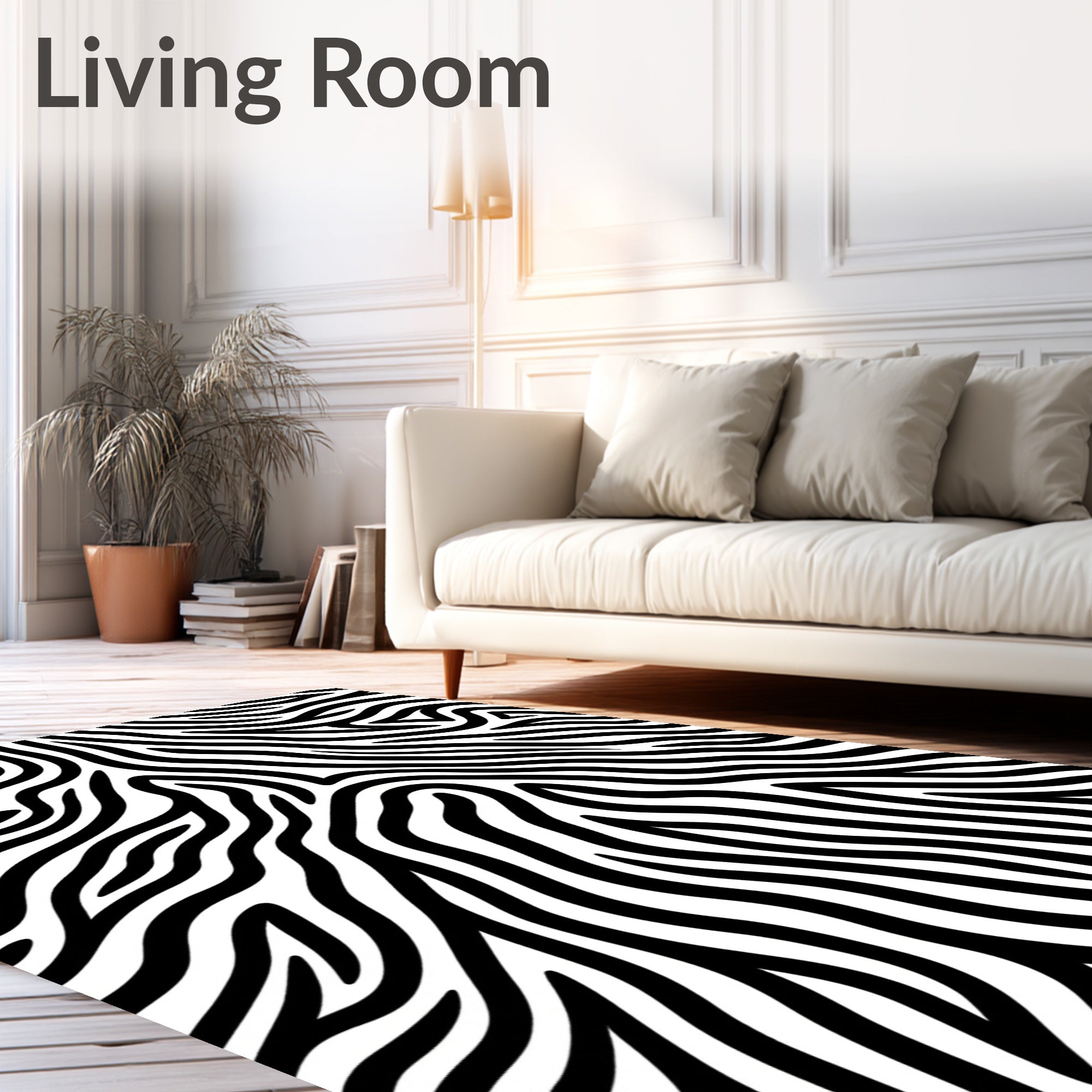 Sleek Monochrome Wavy Lines Rug