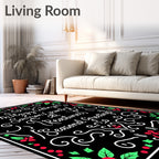 Christmassy Red Green Holly Calligraphy Rug