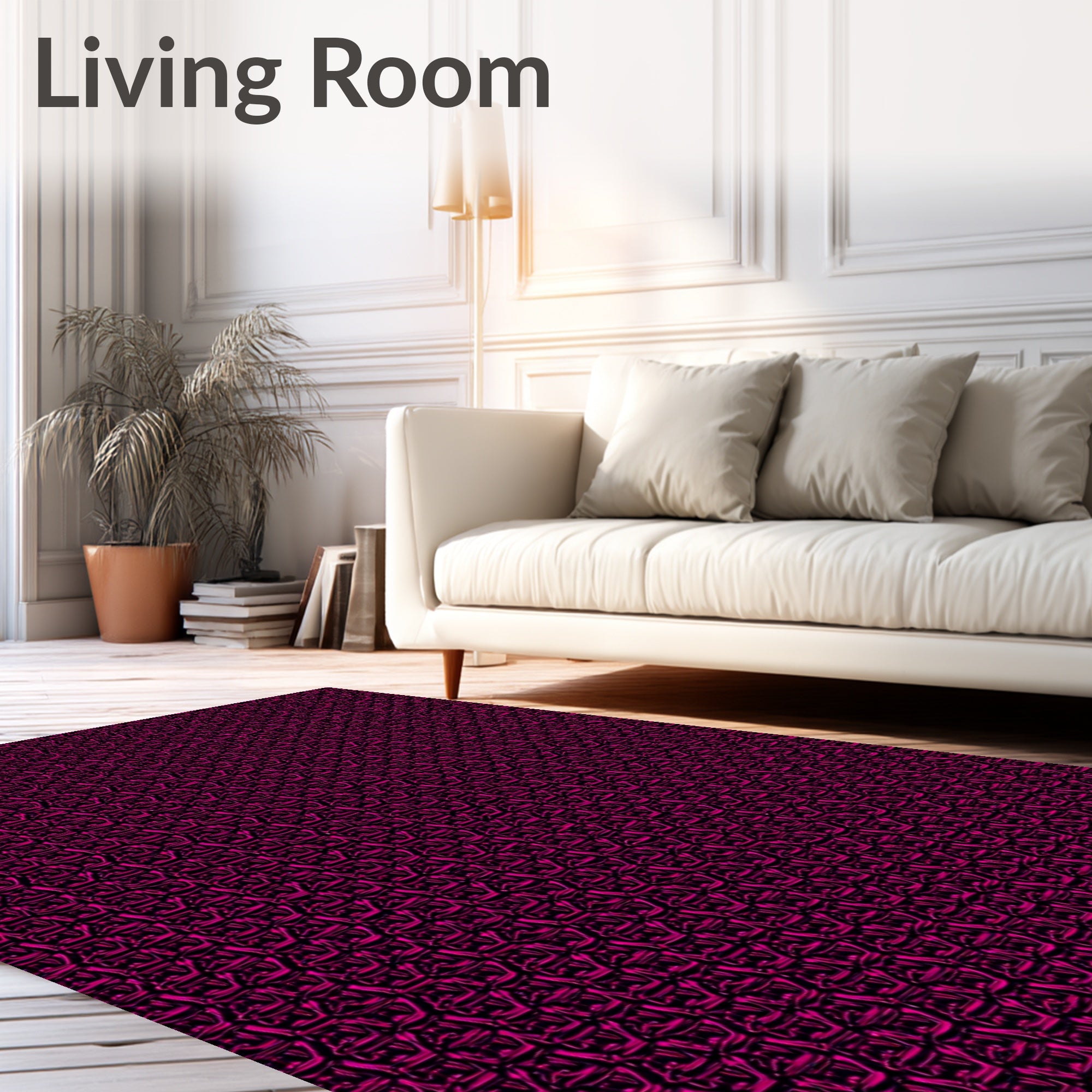 Hot Pink Textured Hexagon Surface Rug